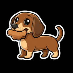 Dachshund Dog Joyfully Carrying A Colorful Toy In Its Mouth While Sitting Flat On The Ground Showcasing Its Playful Nature And Adorable Features In A Bright Outdoor Setting