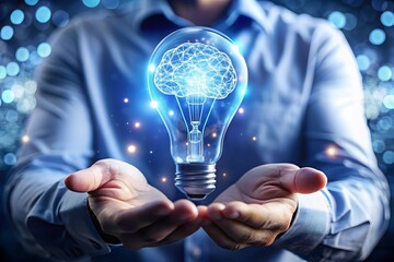 businessman hand holding light bulb