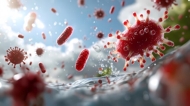 Detailed Depicting the Human Immune System Actively Defending Against Bacterial Infection in the Body.
