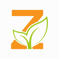 Initial Letter Z Leaf Logo Concept For Eco Friendly and Organic Symbol Vector Template