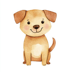 Cute Smiling Brown Dog in Minimal Isolated Watercolor Style Perfect for Pet Lovers Art Enthusiasts and Home Decor Capturing the Joy and Playfulness of a Beloved Canine Companion