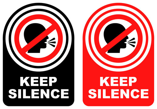Set vector keep silence sign symbol labels sticker design illustration