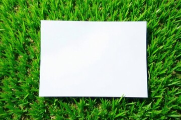 Clean white paper overlay on grassy background, simple, scene