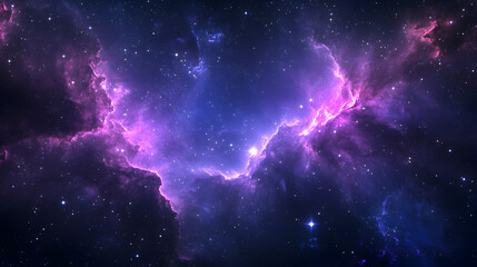 galaxy background with a deep navy and purple nebula scattered with tiny glowing stars 