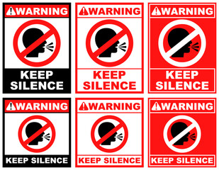 Set Collections keep silence warning sign template design vector illustration