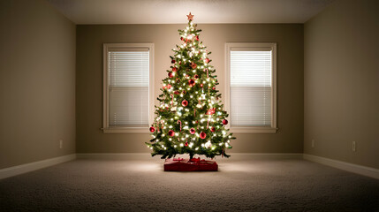 Illuminated Christmas Tree in a Room