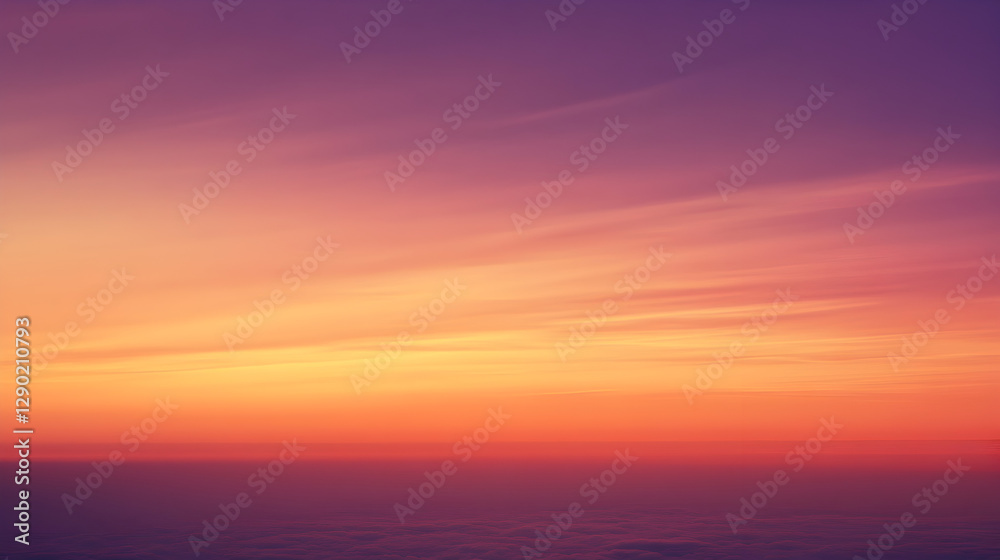 Wall mural sky background transitioning from deep orange to soft purple with subtle cloud textures