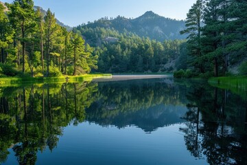 Fototapeta premium Tranquil Mountain Lake Reflection