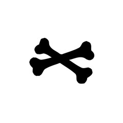Crossbones Silhouette Symbol on White Backdrop