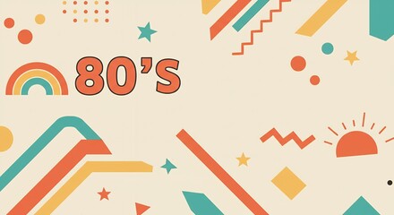 Retro Themed Geometric Pattern Background in Vintage Style 1980s Colors