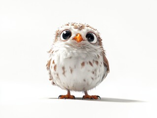 Obraz premium Adorable Fluffy Baby Owl 3D Render