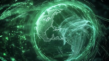 Fototapeta premium Global Network Connections A Futuristic Digital Earth