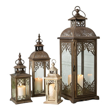 Ramdan kareem latern set on white background