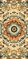 Arabic mandalainspired mosaic, hypnotic and deeply detailed, seamless symmetrical design, perfect for decorative use
