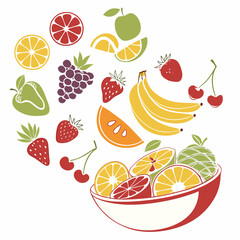 Fruit salad  food silhouette vector illustration