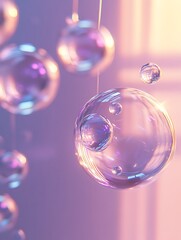 Naklejka premium Floating, iridescent spheres in soft light