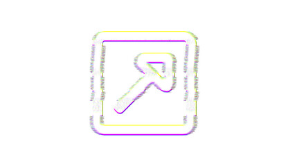 Icon external link square is distorted. Glitch. Noise, chromatic aberration, geometric distortion