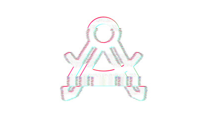 Icon drafting compass is distorted. Glitch. Noise, chromatic aberration, geometric distortion