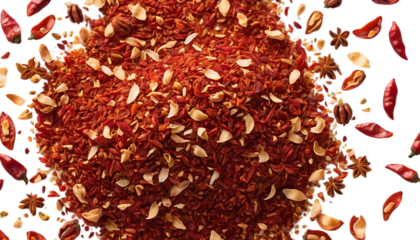 Floating Crushed red pepper flakes