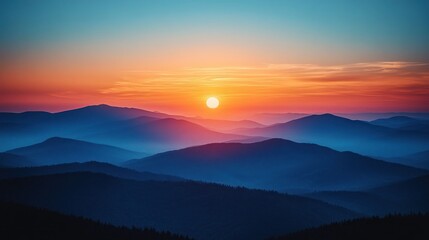 Obraz premium Mountain Sunset Sunrise View