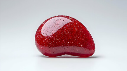 Red polished gemstone on white background