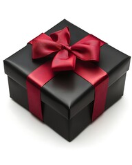 Obraz premium Black gift box with red ribbon, studio shot