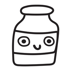 Hand drawn jar. Contour sketch. Black color. Vector outline illustration on white background.