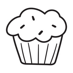Muffin isolated icon Outline vector design. Food illustration.