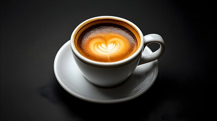 Naklejka premium Classic cup of freshly brewed coffee ready to enjoy on a dark table surface