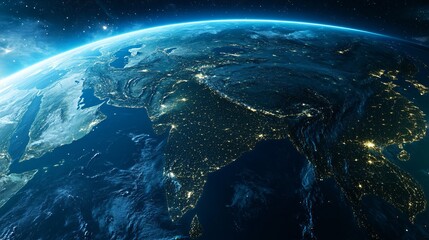 Obraz premium Earth at Night South Asia and the Middle East from Space