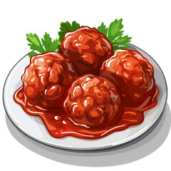 Meatball on white background 