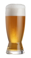 Glass of fresh beer with foam isolated on white