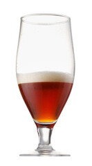 Half full glass of beer isolated on white