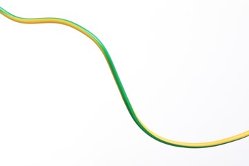 One colorful electrical wire on white background