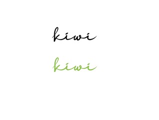 Kiwi fruit monoline text. Hand written one line continuous lettering word kiwi fruit banner. Line art kiwi fruit short phrases typography calligraphy.