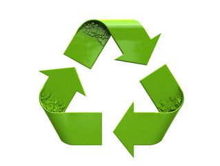 Obraz premium Green Recycling Sign with Arrows Emphasizing Sustainability and Eco-Friendly Practices for Environmental Awareness