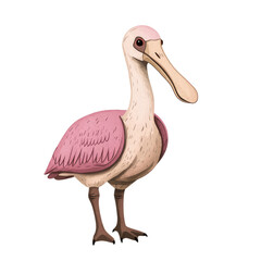 Captivating Spoonbill Bird with Striking Pink Feathers and Unique Bill Displaying Natural Elegance and Beauty
