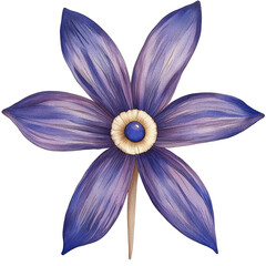 Naklejka premium Beautifully Illustrated Starwort Flower with Delicate Blue and Purple Petals on White Background
