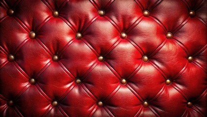 Textured Red Leather Background with Quilted Patterns and Buttons for Fashion, Design, and Textile Concepts