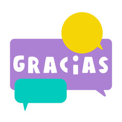 Speech bubbles. Word - Gracias. Greeting in Spain. Vector illustration.