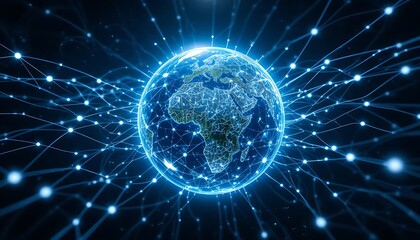 Obraz premium Abstract depiction of a connected world with digital networking