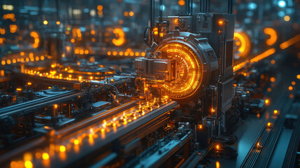 AI-driven air quality monitoring system in a factory, tracking pollution levels in real-time