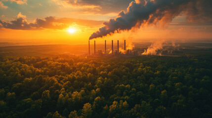 Fototapeta premium A futuristic industrial facility capturing carbon emissions, preventing them from entering the atmosphere