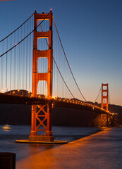 Golden Gate Bridge Red Reflection on the Pacific Ocean and San Francisco Bay at Dusk