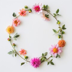 Obraz premium Floral wreath on white background