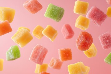 Colorful Jelly Candies in Motion