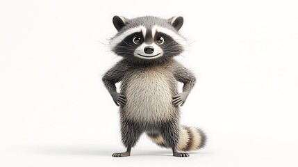 Fototapeta premium Cute animated raccoon character studio environment digital art fun vibe