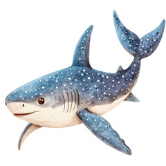 Fototapeta premium Colorful Illustration of a Whale Shark Swimming Gracefully in the Ocean with Vibrant Patterns and Sparkling Texture