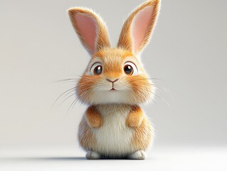 Obraz premium Playful rabbit character studio digital art bright environment close-up
