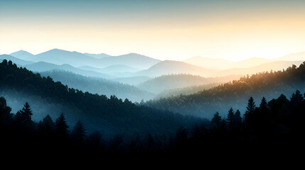 Obraz premium Serene Mountain Landscape at Sunrise